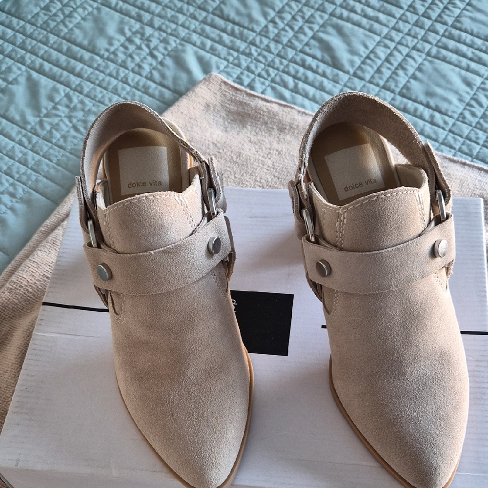 Dolce Vita Beige Suede Ankle Booties